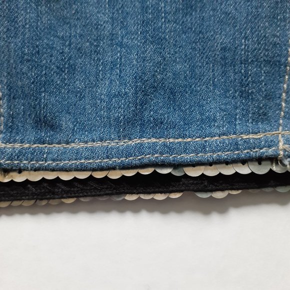 Holding Horses Denim Patchwork Short Sleeve Collar Shift Dress Blue Size 2 - Picture 13 of 15